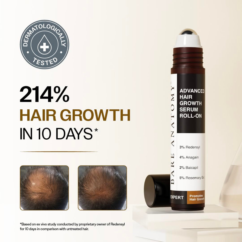 Bare Anatomy rodillo aplicador ofrece aplicación sin líos para caída del cabello.