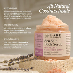 Cuchara de madera incluida para dosificar Bare Botanics Scrub Corporal fácilmente.
