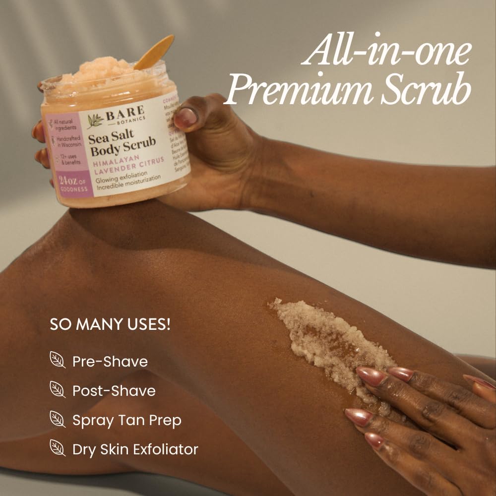 Frasco de 24 oz Bare Botanics Scrub Corporal: exfoliación duradera.