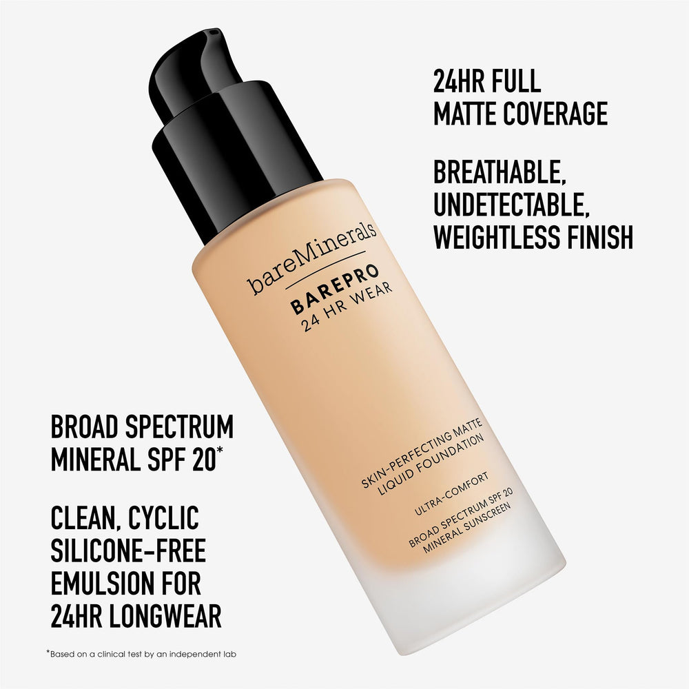 bareminerals Barepro 24HR, fórmula ligera sin aceites en piel sensible.