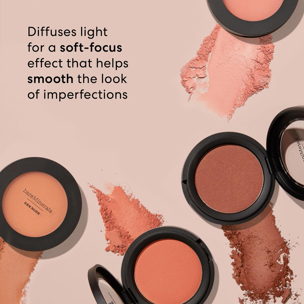 bareminerals Gen Nude Powder Blush Strike A Rose, acabado mate suave para un aspecto fresco durante el día.