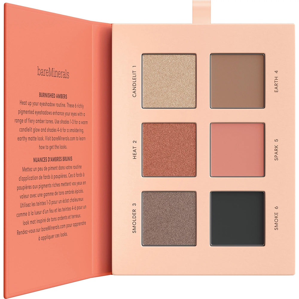 bareMinerals Mineralist Eyeshadow Palette Burnished, muestras de color Burnished para un look intenso