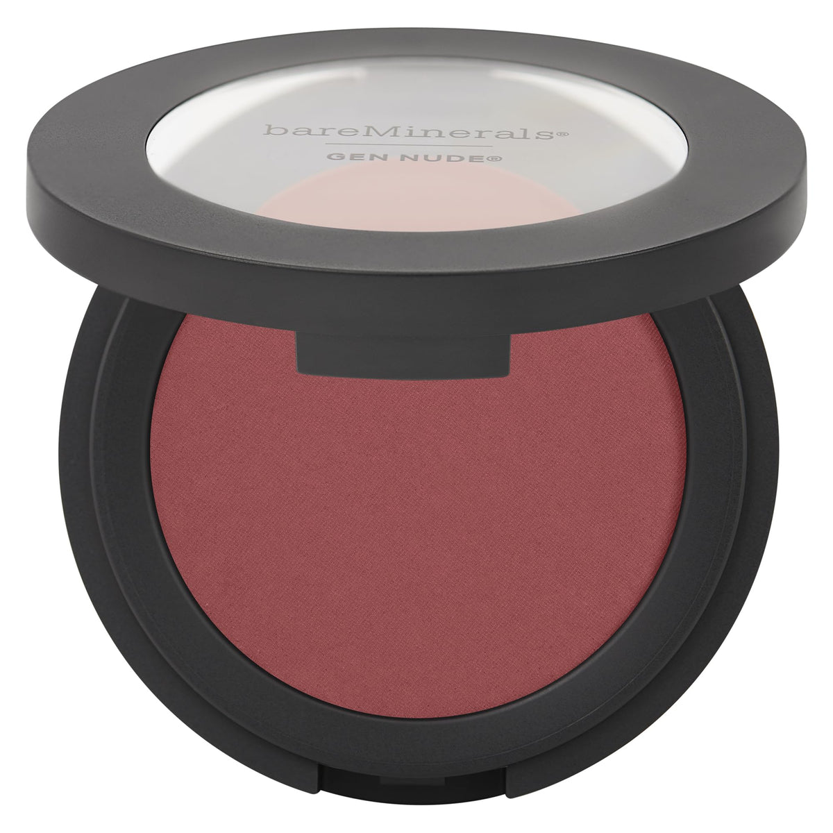 bareMinerals Rubor Gen Nude Merlot, tono frambuesa, pigmento suave para un rubor natural y duradero.