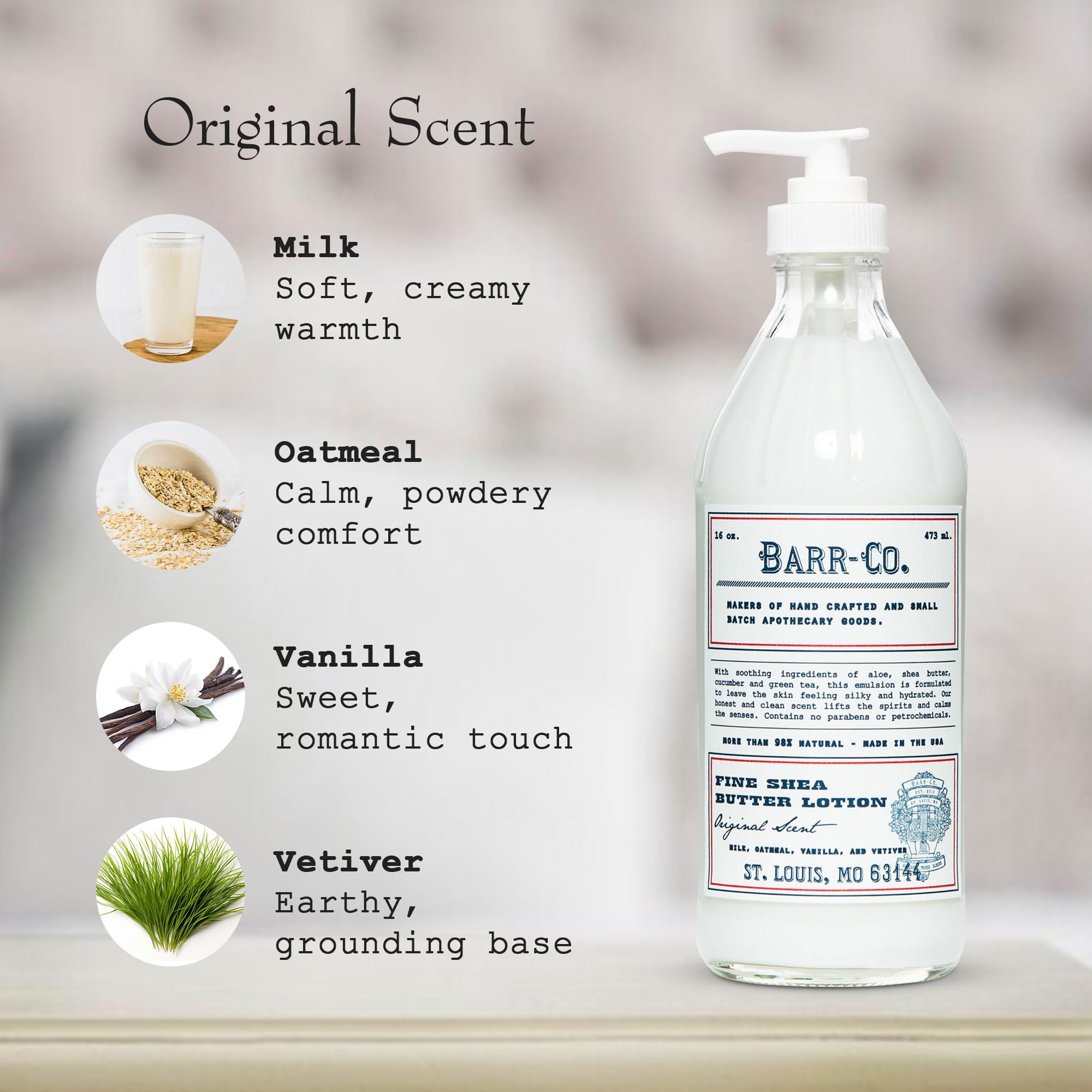 Aroma suave de leche, avena, vainilla y vetiver para relajación.