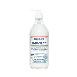 Loción BARR-CO con karité y aroma original para piel suave.