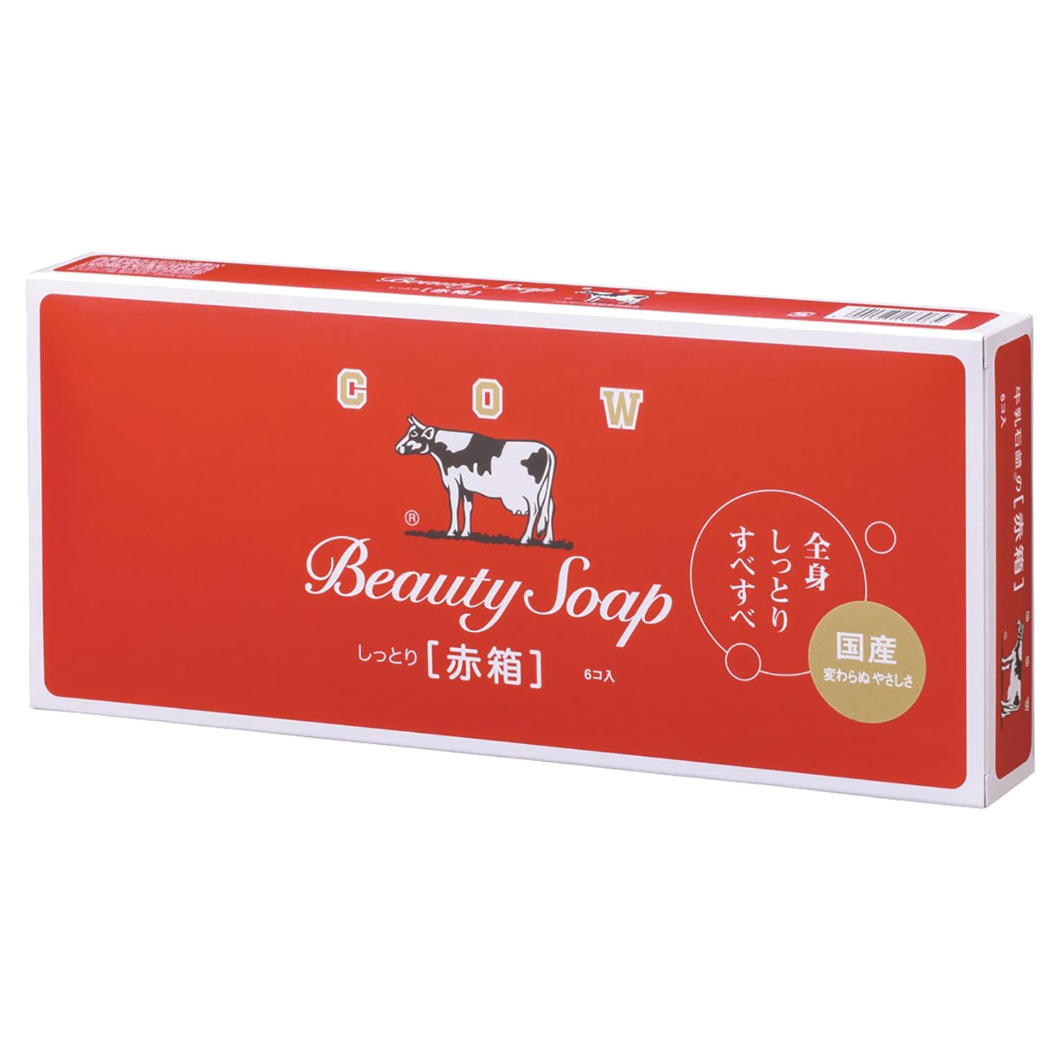 牛乳石鹸 barra-jabon-rojo, cuidado suave para la piel en uso diario.