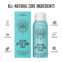Solución salina BASE LABORATORIES para perforaciones, ayuda a limpieza suave.
