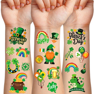 Tatuaje temporal BASIFA verde trébol para fiestas y disfraces.