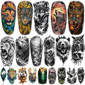 Tatuaje temporal BASIFA de lobo en medio brazo para un estilo audaz y reversible