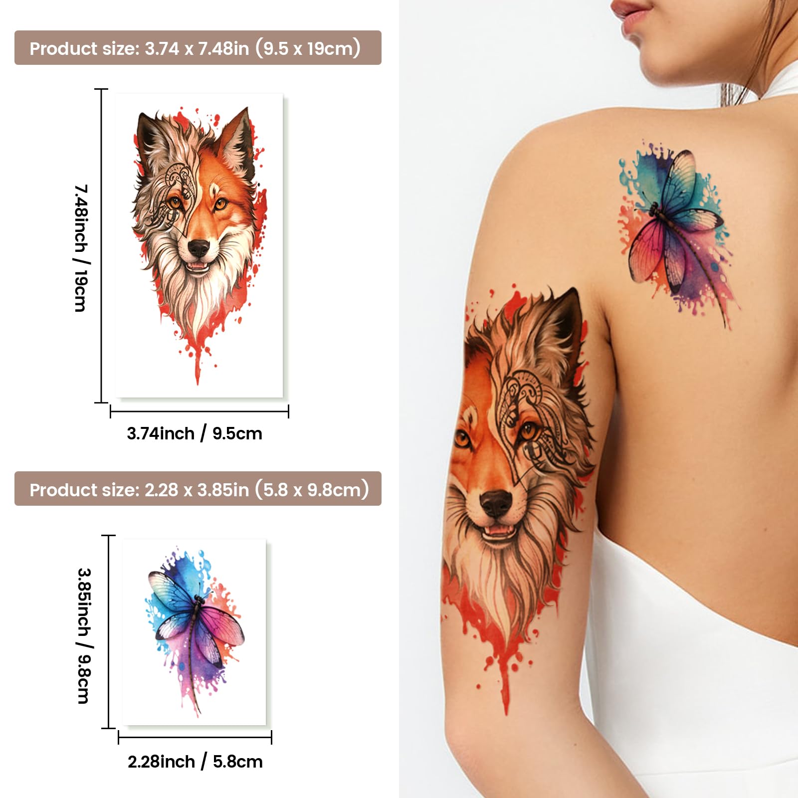 Tatuajes temporales realistas y sin dolor para hombro y cuello BASIFA.