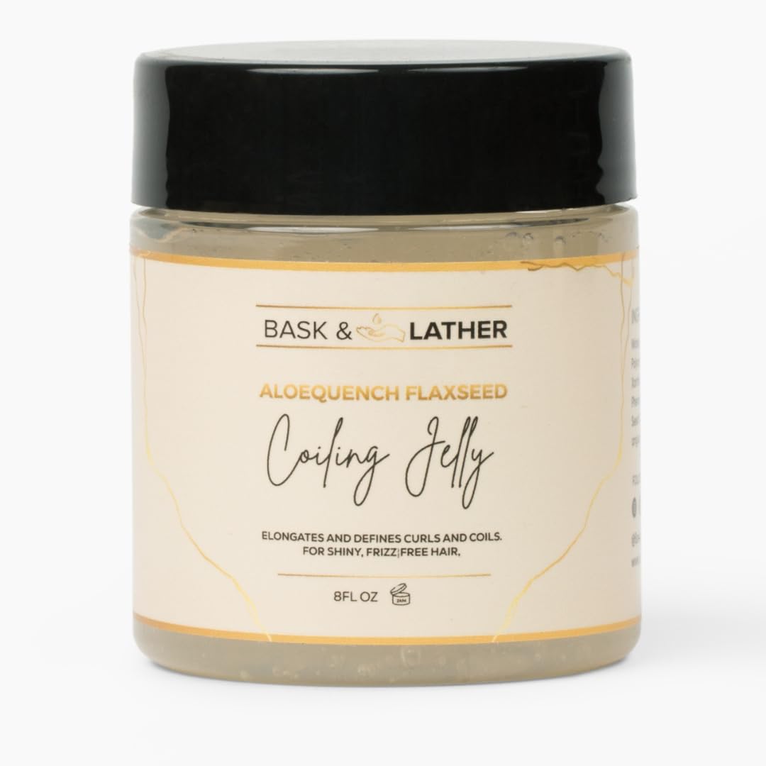 Aloequench gel definidor de rizos con linaza para hidratación y brillo.