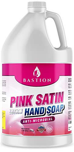 Bastion Jabón de Manos Antimicrobiano en botella rosa satinada, aroma suave para uso diario.