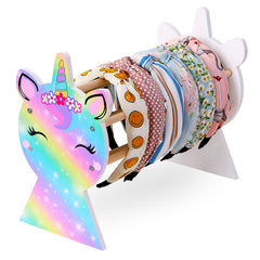Basumee soporte diademas para niñas con unicornio y arcoíris, acceso rápido a accesorios