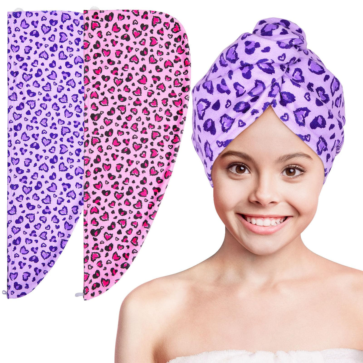 Basumee toalla de microfibra para cabello con unicornio, secado rápido para niños