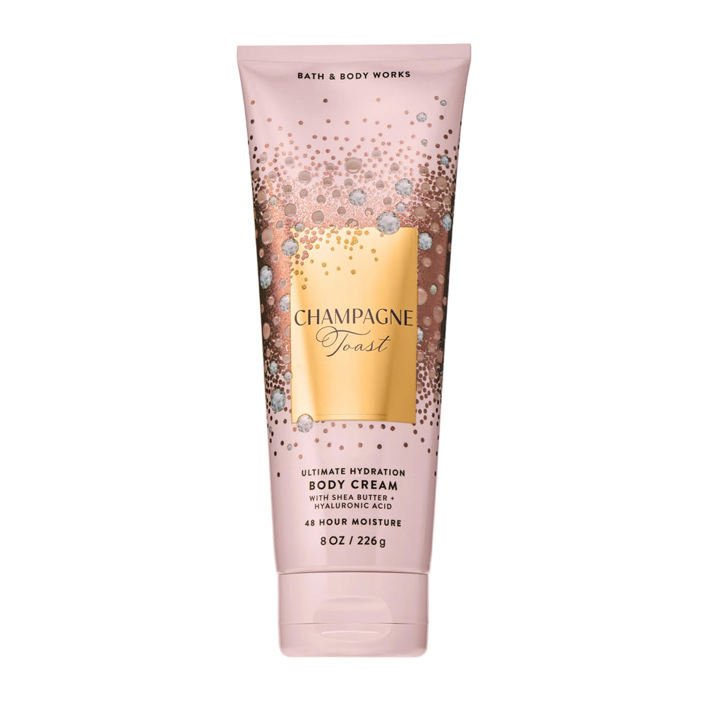 Bath & Body Works Champagne Toast crema corporal en botella, hidratación diaria.