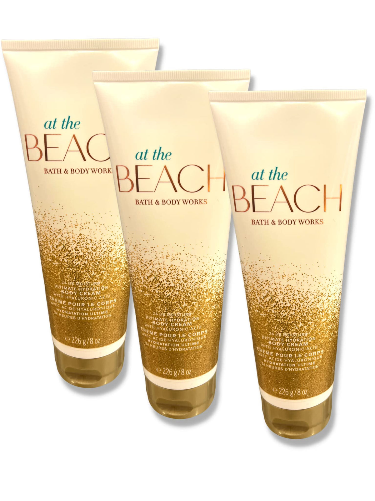 Bath & Body Works En la Playa crema de cuerpo 8 oz, pack 3, hidratación diaria.