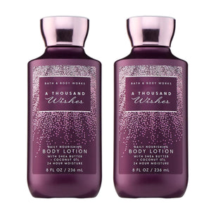 Bath & Body Works Mil Deseos Loción: botella brillante para celebraciones festivas