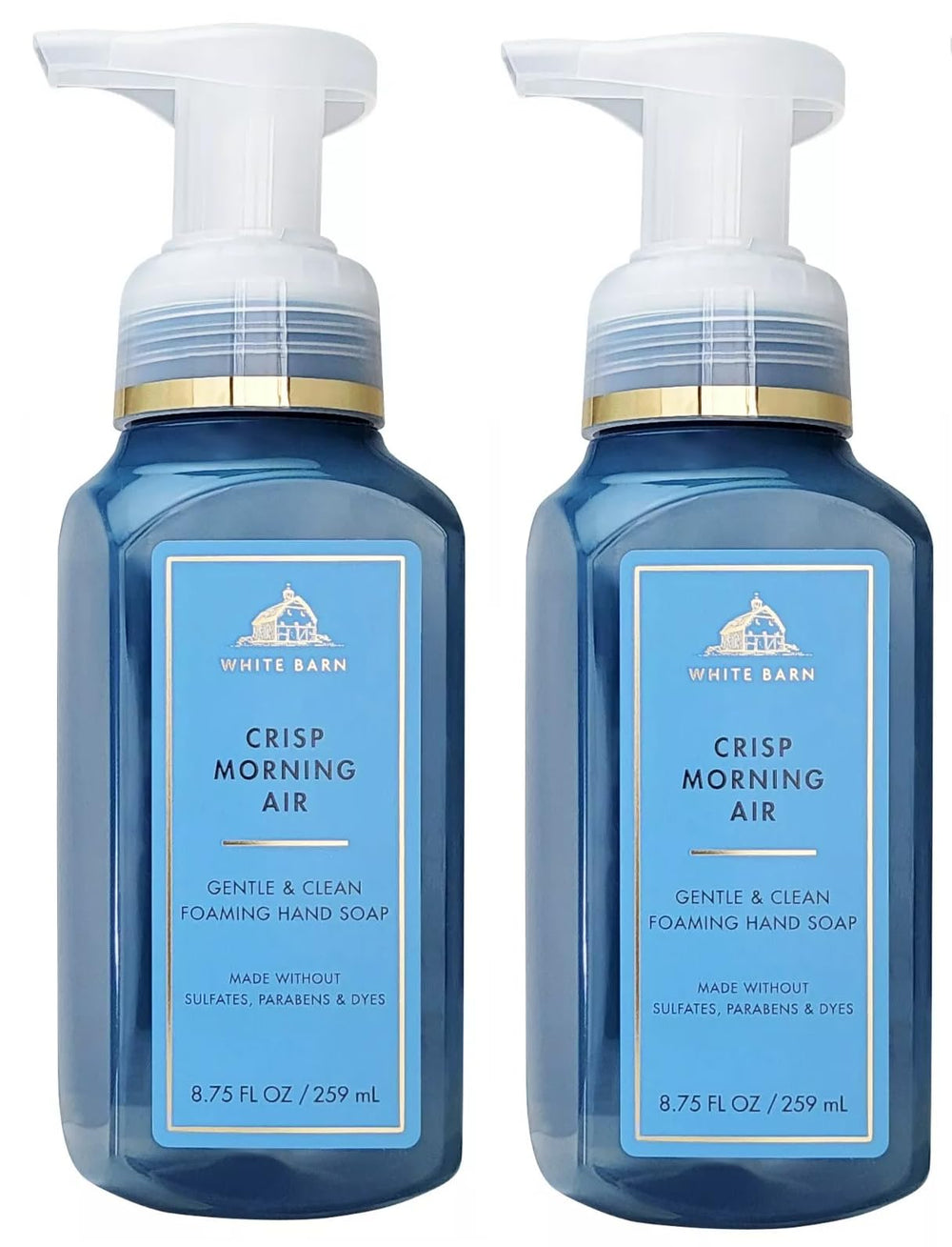 Bath & Body Works Paquete de dos jabones espumosos Crisp Morning Air para manos, espuma cremosa suave para uso diario.