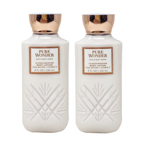 Loción corporal diaria de Bath & Body Works Pure Wonder, botella, hidratación rápida para la piel.