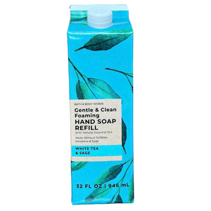 Bath & Body Works White Tea & Sage, botella frontal, fragancia suave para uso diario.
