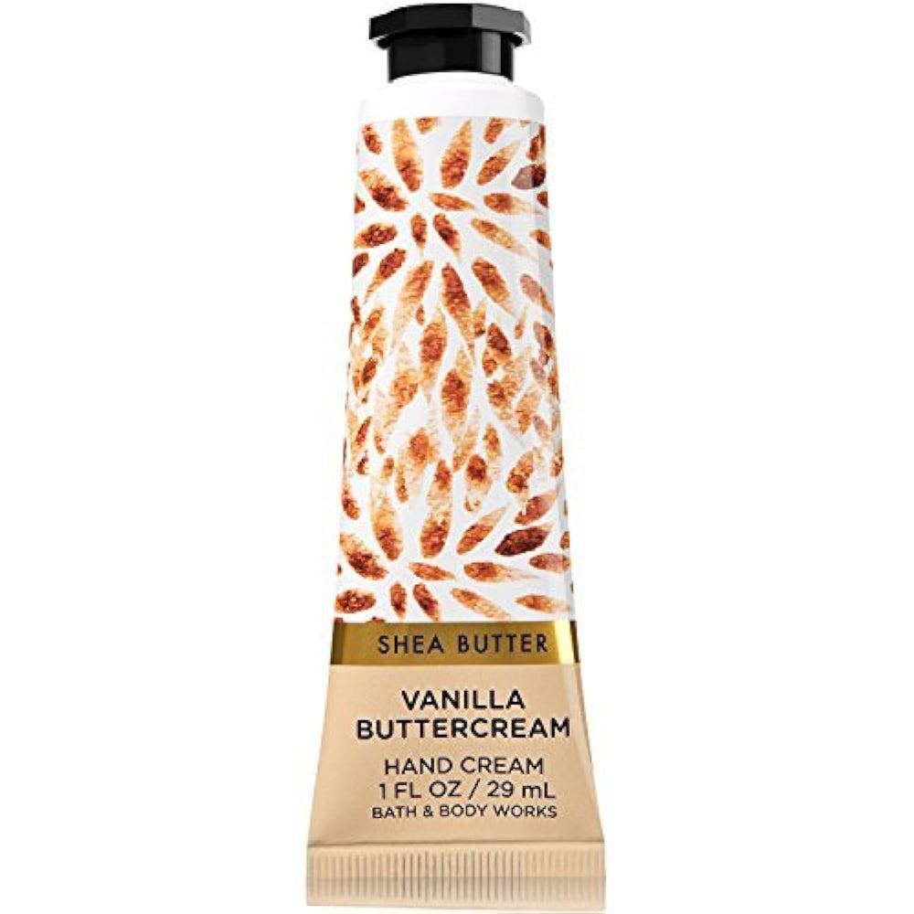 Bath & Body Works crema de manos manteca de karité, aroma vainilla batida, hidratación suave para manos.