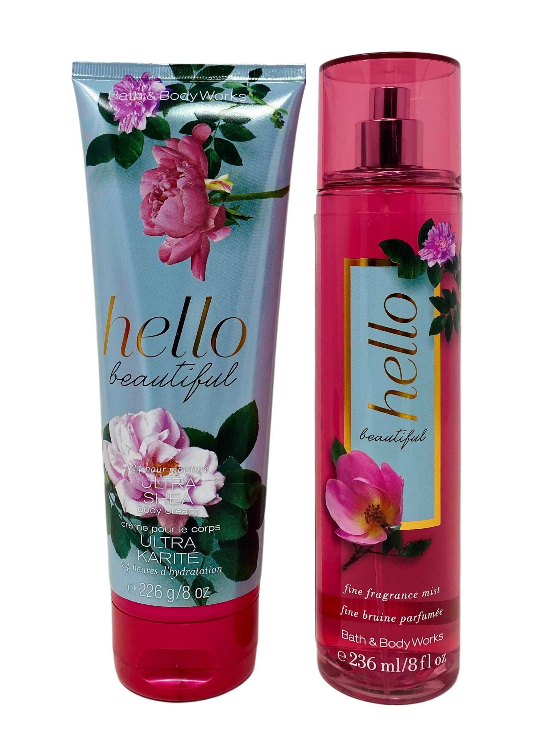 Bath & Body Works Hello Beautiful set, bruma perfumada y crema hidratante para piel normal