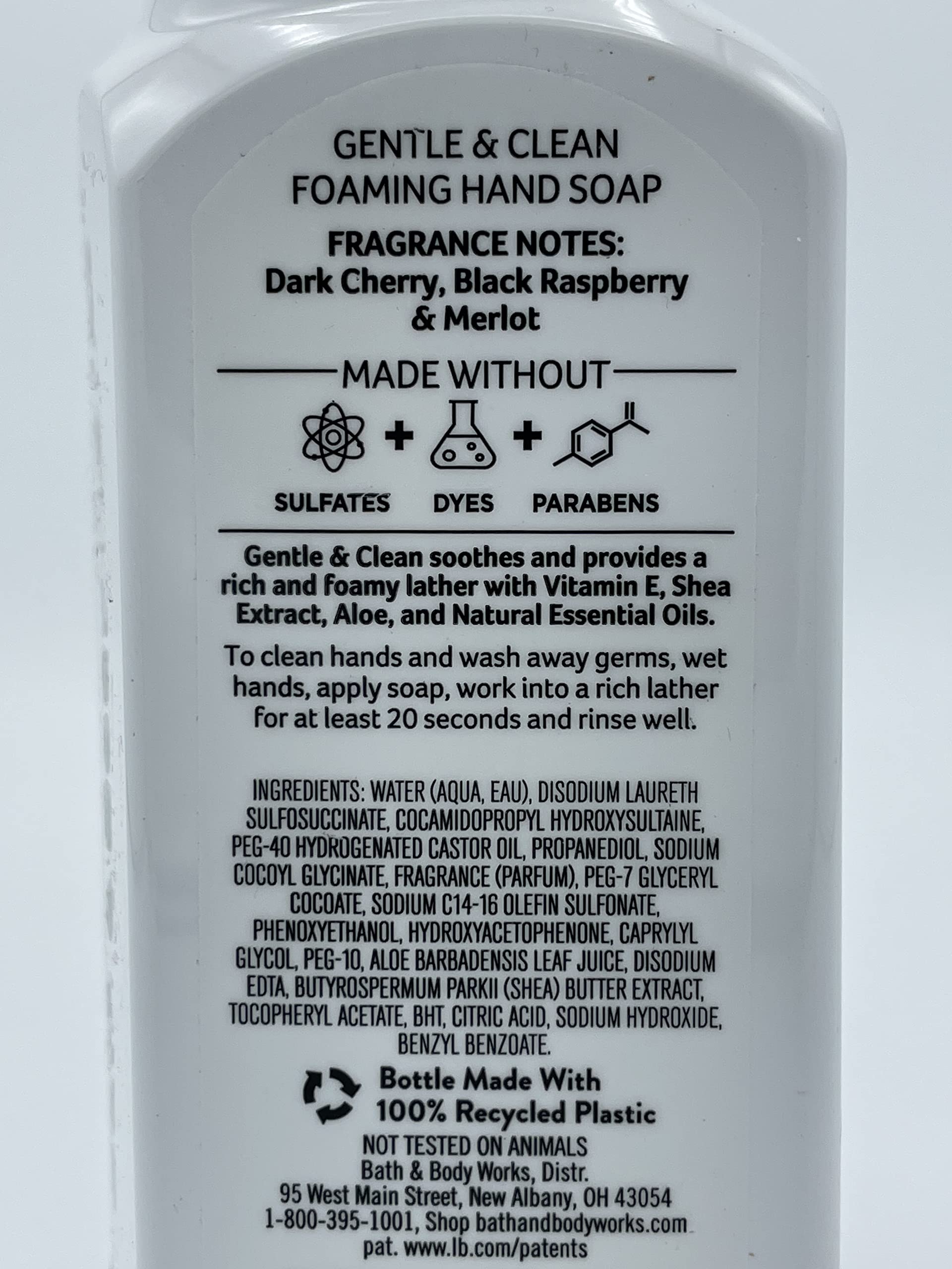 Bath & Body Works Jabon Manos Espumoso Cereza Negra Merlot, uso diario en baño