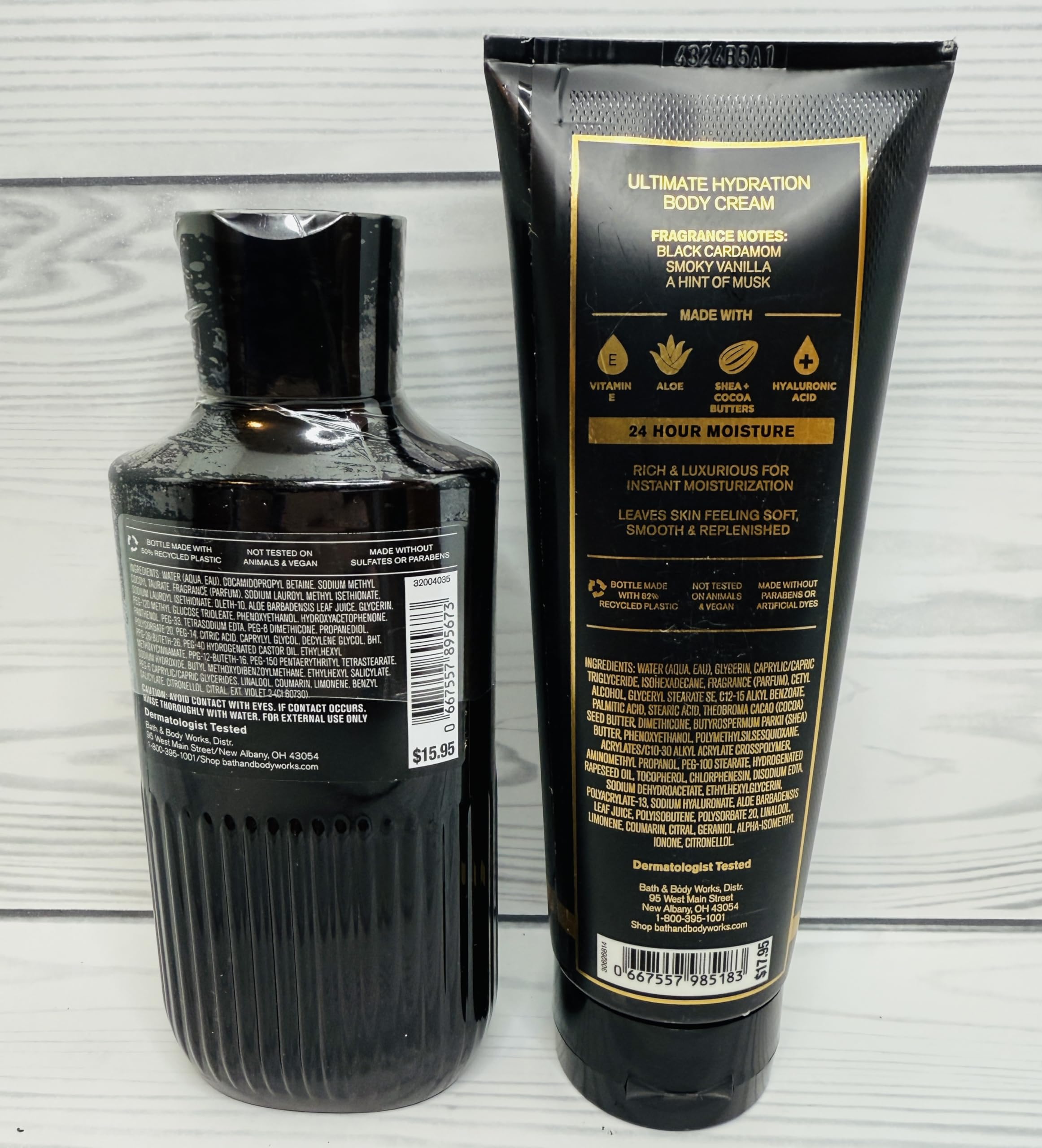 Diseño de botella Noir de Bath & Body Works para ritual diario de cuidado.