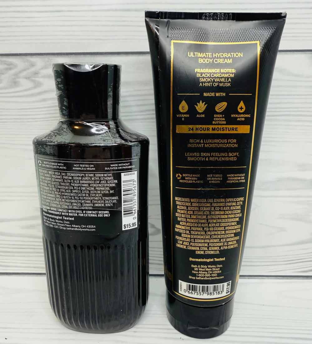 Diseño de botella Noir de Bath & Body Works para ritual diario de cuidado.