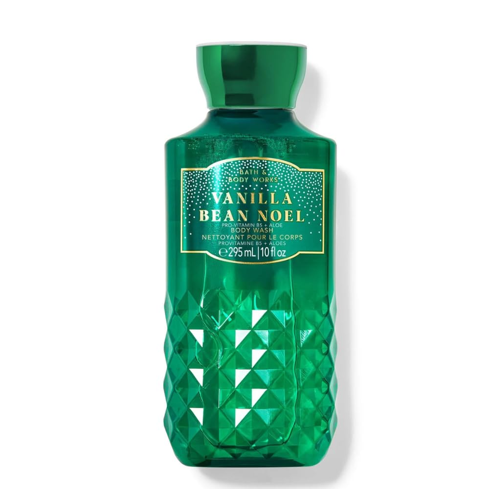 Gel de ducha Bath & Body Works Vanilla Bean Noel en botella para rutina diaria.