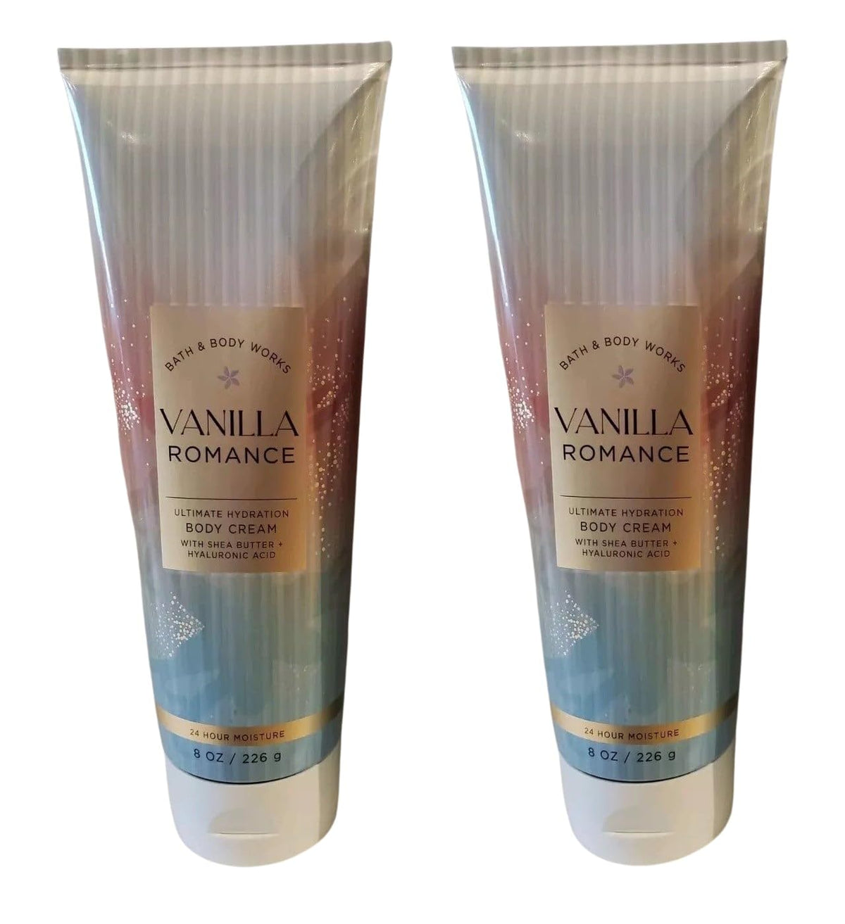 Bath & Body Works Vanilla Romance crema corporal con envase visible para hidratación suave.
