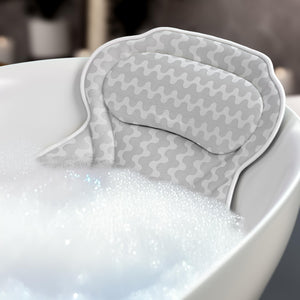 Almohada Bath Haven 17x17 ofrece soporte para la cabeza durante el baño.