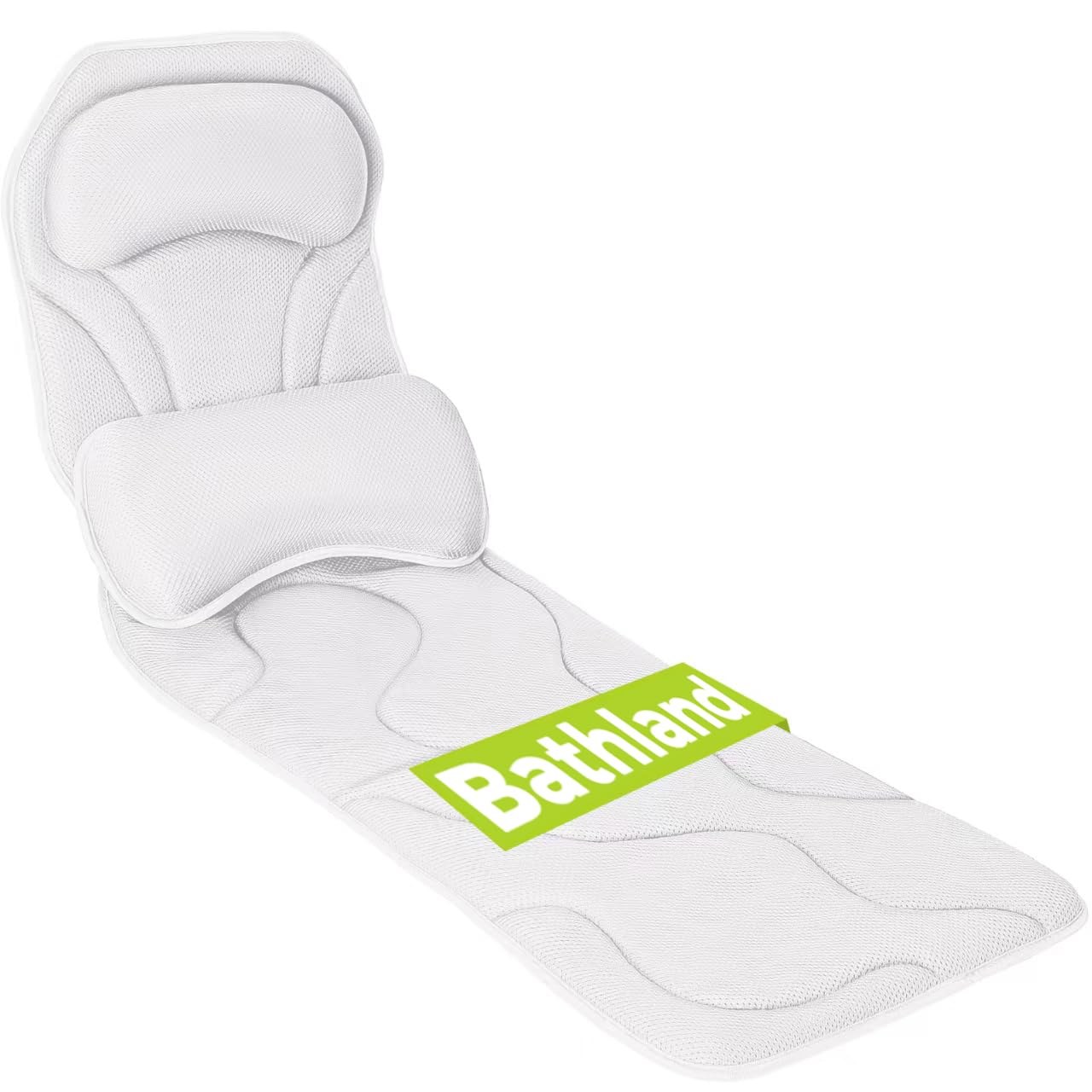 Bathland almohada de baño frontal con soporte para cuello y torso durante el remojo