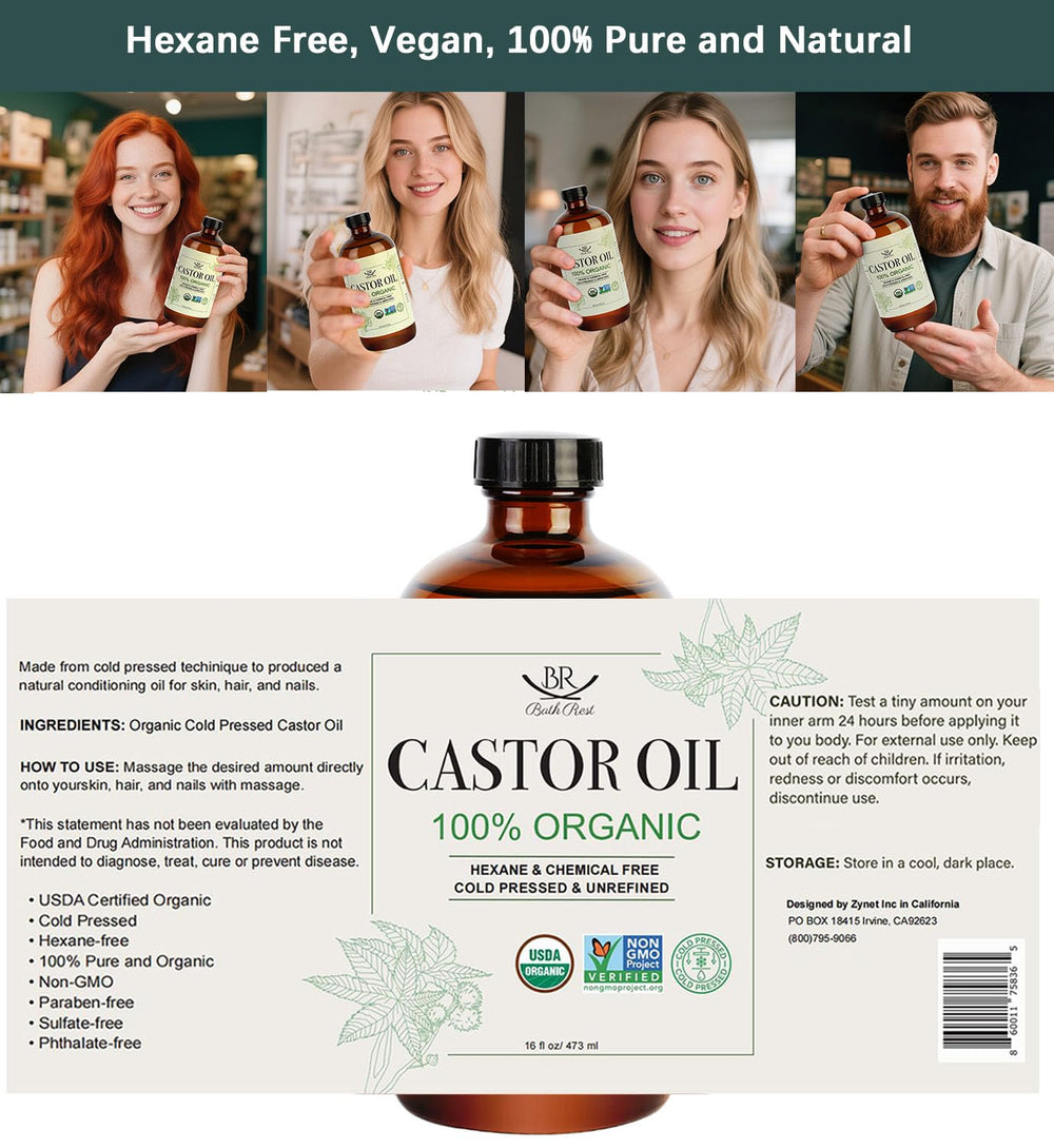 Bathrest aceite de ricino envase ámbar protege la pureza