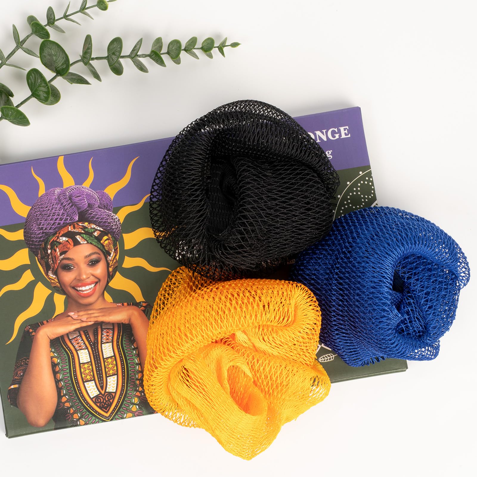Bathway estuche portátil para esponja africana de 3 piezas, ideal para viajes.