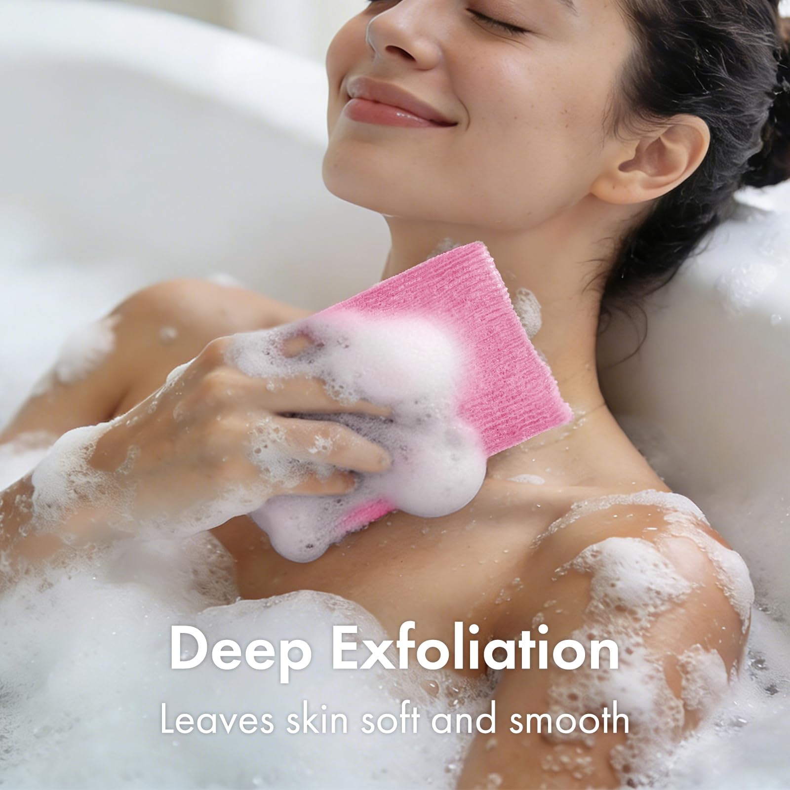 Bathway toallita exfoliante de nylon para ducha: genera espuma cremosa.