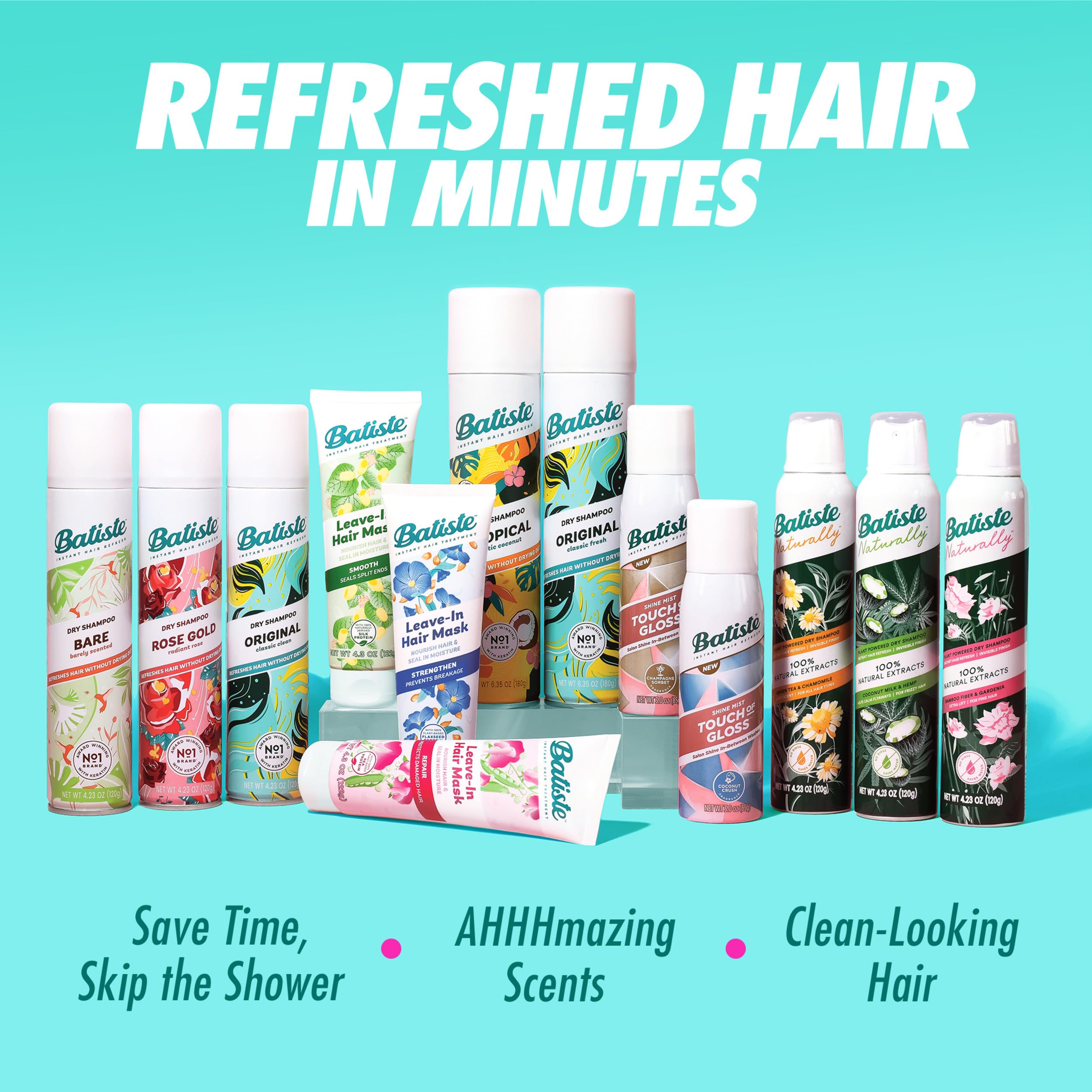 Batiste Champú Seco Texturizante efecto agarre para peinados definidos.