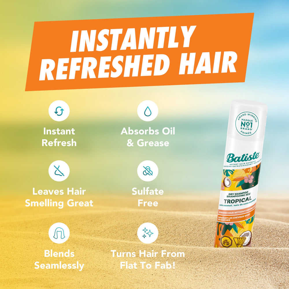 Batiste Champú en seco Tropical, añade textura y volumen al peinado.