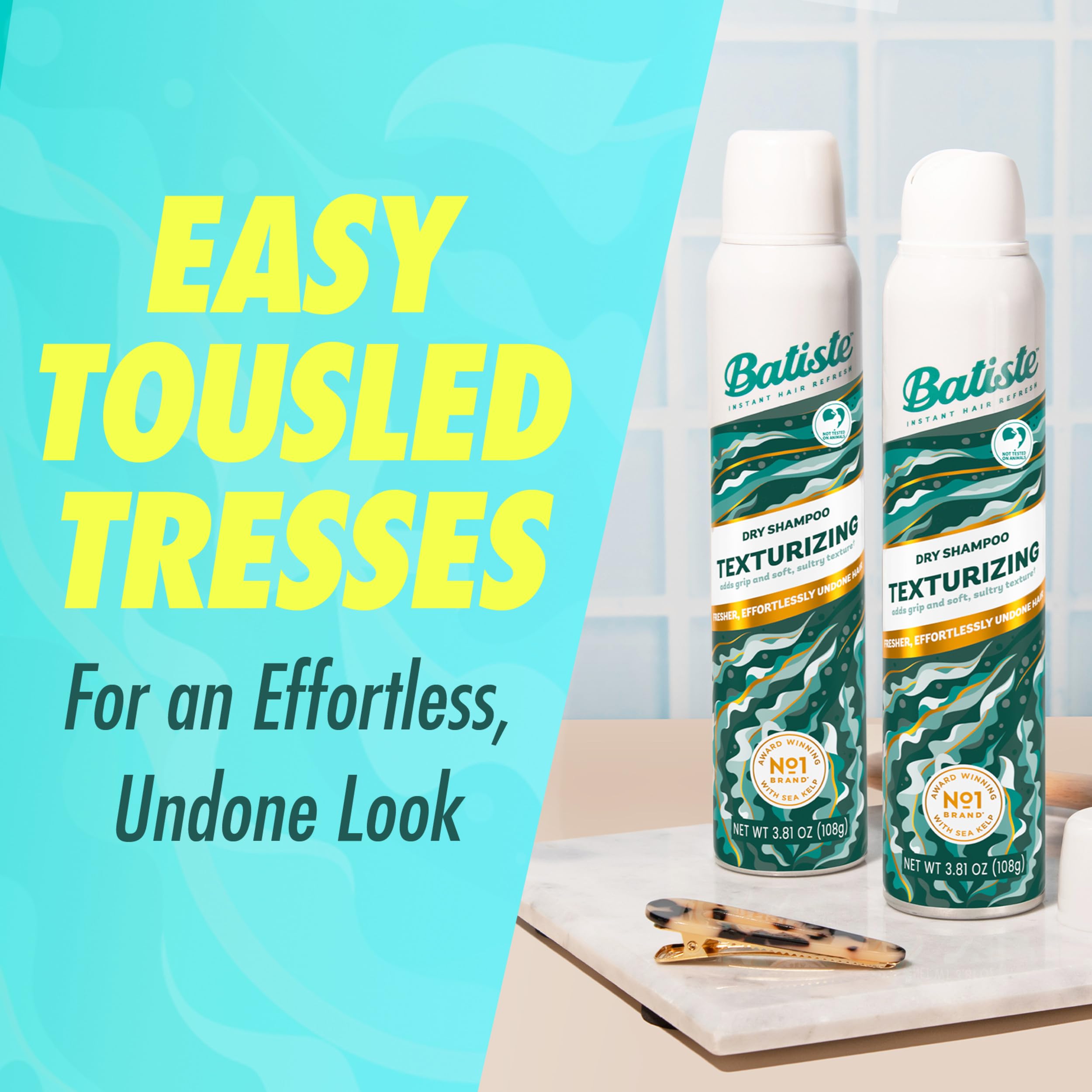 Batiste Champú Seco Texturizante aporta textura playa para un look despeinado.