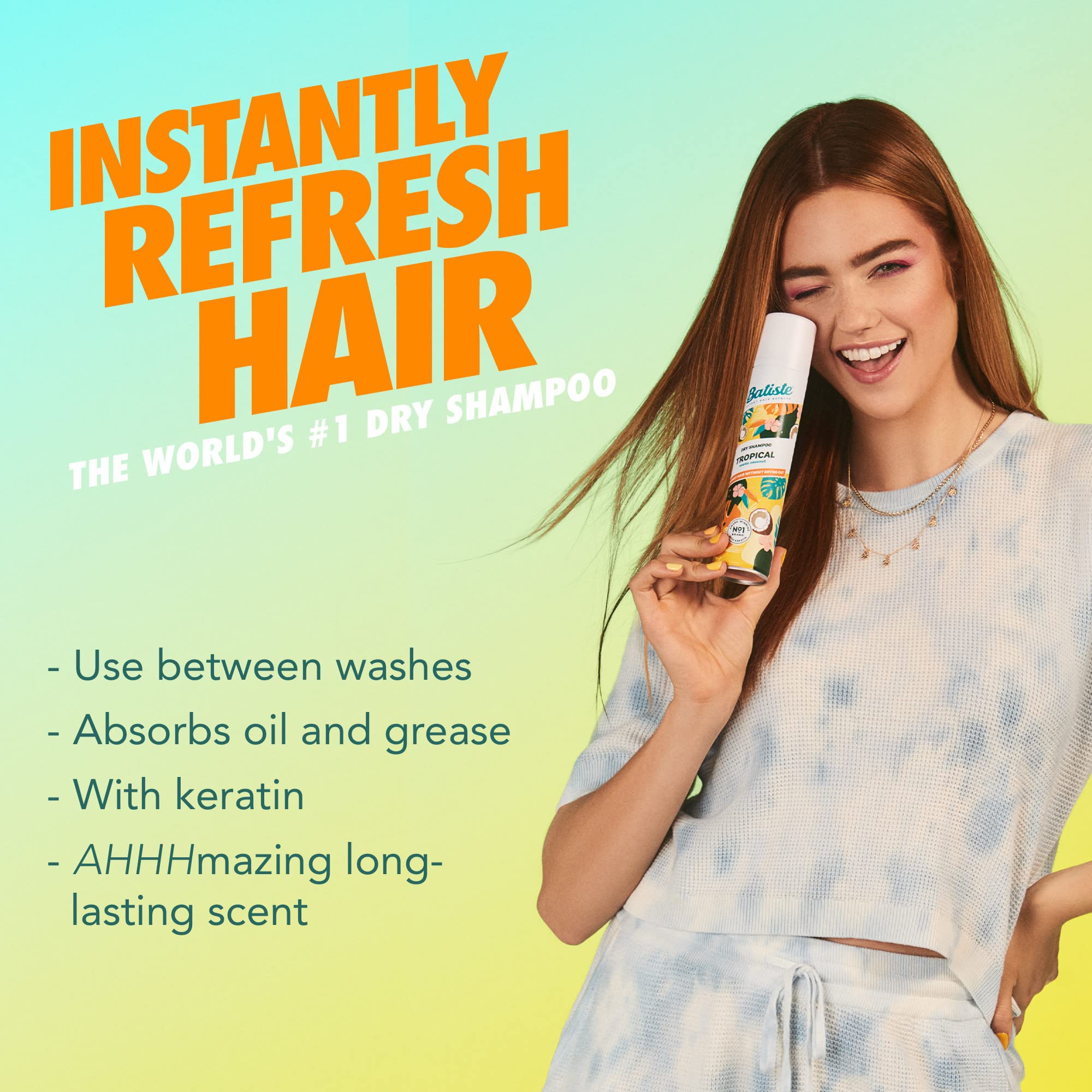 Batiste Tropical: aplicación en raíces para absorber grasa y dejar sensación de limpieza.
