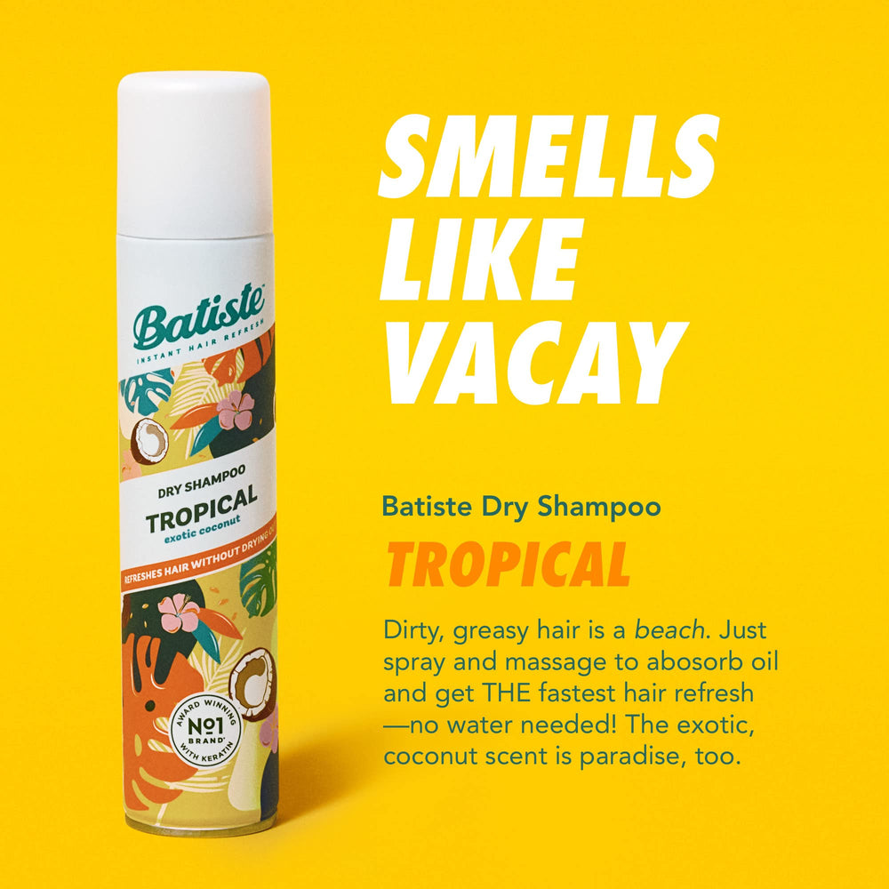 Batiste Tropical: aroma coco-jazmín-vanilla, perfume suave y tropical.