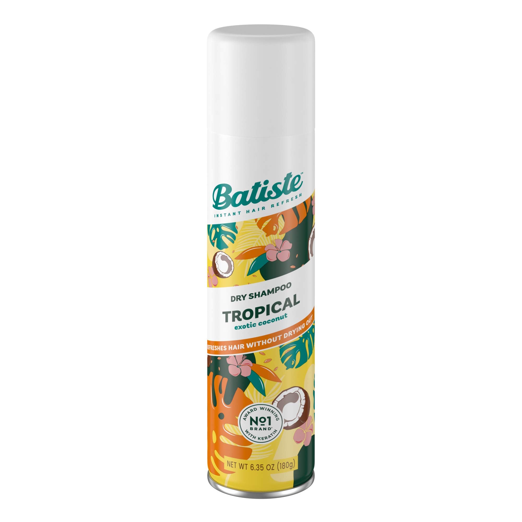 Batiste Tropical: botella de champú seco lista para refrescar raíces rápidamente.