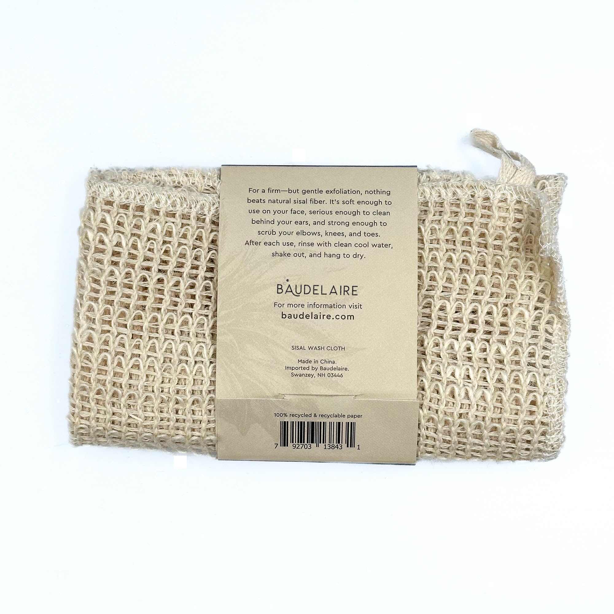 Baudelaire paño exfoliante de sisal destaca durabilidad y reutilización prolongada