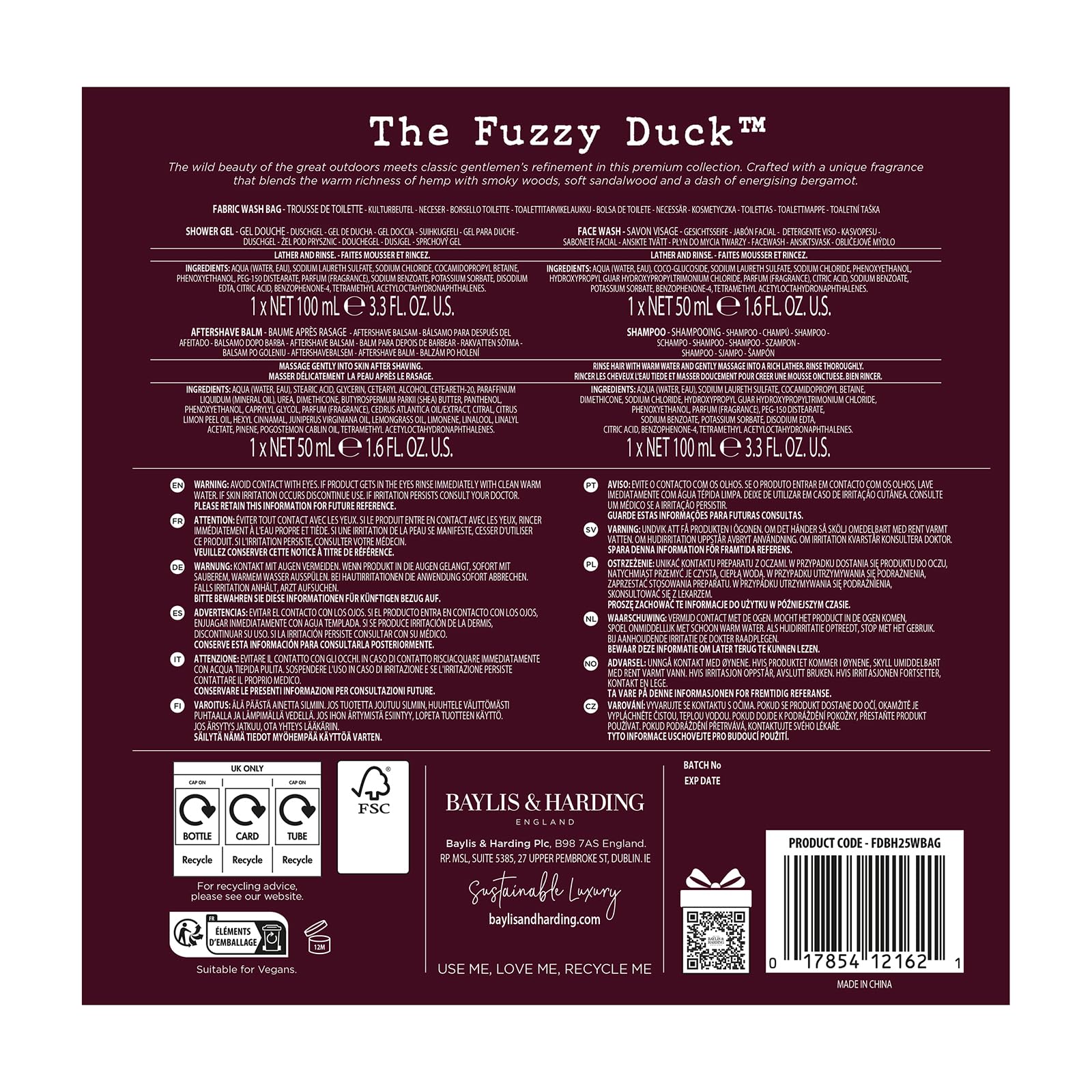 Set regalo para hombre Baylis & Harding, cuidado personal premium