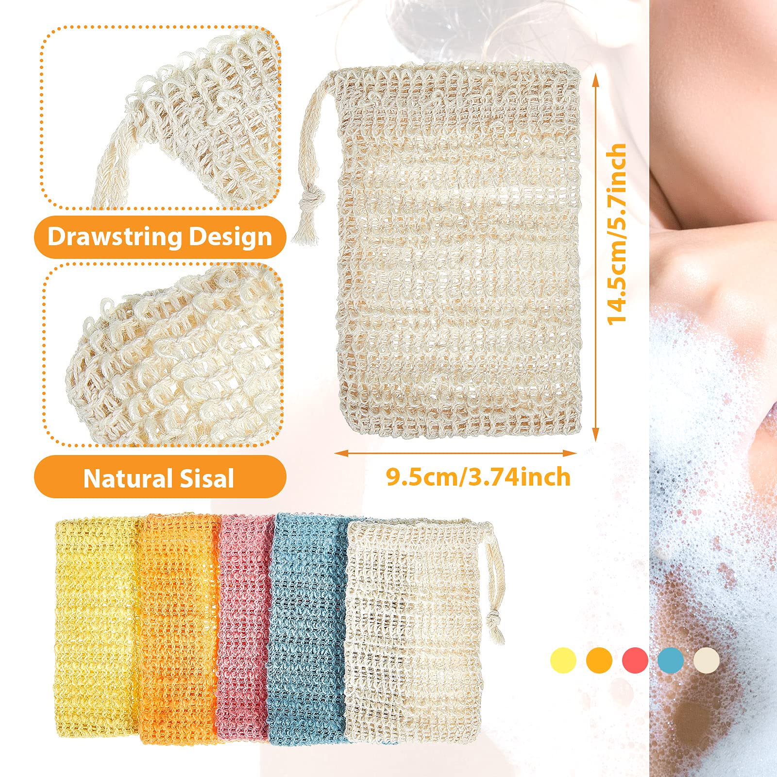 BBTO bolsa exfoliante para jabón en lino rosa, exfolia suavemente y favorece la espuma.