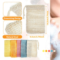 BBTO bolsa exfoliante para jabón en lino rosa, exfolia suavemente y favorece la espuma.