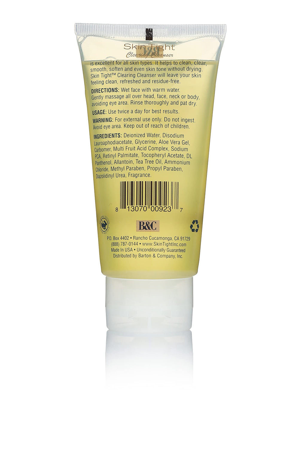 BC Skin Tight limpiador envase frontal, diseño compacto para la rutina