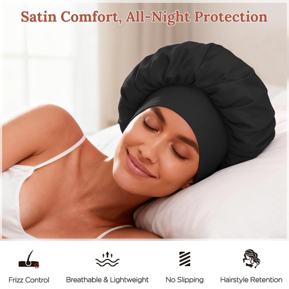 Be Bigeddie bonnet seda dormir cabellos rizados, reducción de fricción nocturna.