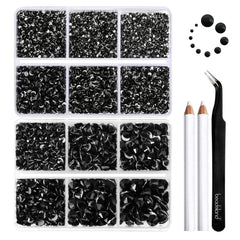 Beadsland 8300 piezas flatback negras brillantes en caja para manualidades.