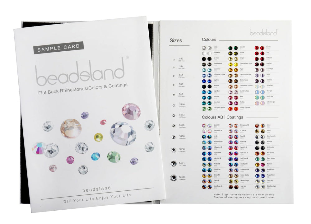 BEADSLAND muestras con acabado AB para cristales brillantes.